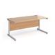 Contract 25 straight desk with silver cantilever leg 1600mm x 800mm - beech top