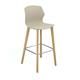 Roscoe high stool with natural oak legs and plastic shell - sandy beech