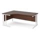Maestro 25 left hand ergonomic desk 1800mm wide - white cable managed leg frame, walnut top