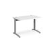 TR10 height settable straight desk 1200mm x 800mm - silver frame, white top