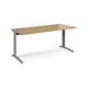 TR10 height settable straight desk 1800mm x 800mm - silver frame, oak top