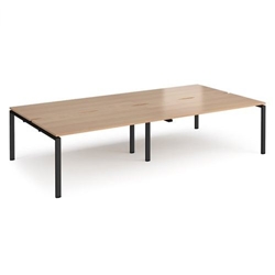 Adapt double back to back desks 3200mm x 1600mm - black frame, beech top
