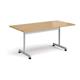 Rectangular fliptop meeting table with silver frame 1600mm x 800mm - oak