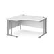 Maestro 25 left hand ergonomic desk 1400mm wide - silver cable managed leg frame, white top