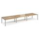Adapt sliding top triple back to back desks 4800mm x 1200mm - silver frame, oak top