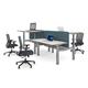 Elev8 Touch sit-stand back-to-back desks 1600mm x 1650mm - silver frame, walnut top