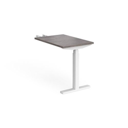 Elev8 Touch sit-stand return desk 600mm x 800mm - white frame, grey oak top