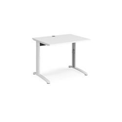 TR10 height settable straight desk 1000mm x 800mm - white frame, white top