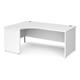 Maestro 25 left hand ergonomic desk 1800mm wide - white top with panel end leg