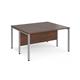 Maestro 25 back to back straight desks 1400mm x 1200mm - silver bench leg frame, walnut top