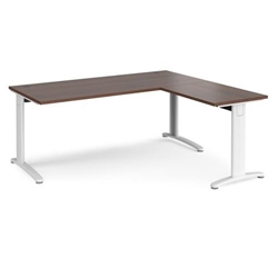 TR10 desk 1800mm x 800mm with 800mm return desk - white frame, walnut top