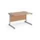 Contract 25 straight desk with silver cantilever leg 1200mm x 800mm - beech top