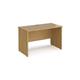 Maestro 25 straight desk 1200mm x 600mm - oak top with panel end leg