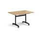 Rectangular deluxe fliptop meeting table with black frame 1200mm x 800mm - oak