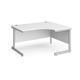 Contract 25 right hand ergonomic desk with silver cantilever leg 1400mm - white top