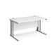 Maestro 25 straight desk 1400mm x 800mm - silver cable managed leg frame, white top