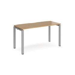 Adapt single desk 1400mm x 600mm - silver frame, oak top