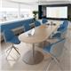 Eternal radial end boardroom table 2400mm x 1000mm - black base, beech top