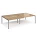 Adapt sliding top double back to back desks 2800mm x 1600mm - silver frame, oak top