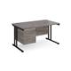 Maestro 25 straight desk 1400mm x 800mm with 3 drawer pedestal - black cantilever leg frame, grey oak top