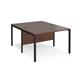 Maestro 25 back to back straight desks 1200mm x 1600mm - black bench leg frame, walnut top