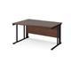 Maestro 25 left hand wave desk 1400mm wide - black cable managed leg frame, walnut top