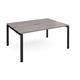 Adapt back to back desks 1600mm x 1200mm - black frame, grey oak top