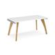 Fuze single desk 1600mm x 800mm with oak legs - white underframe, white top