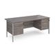 Maestro 25 straight desk 1800mm x 800mm with two x 3 drawer pedestals - silver H-frame leg, grey oak top