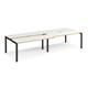 Adapt sliding top double back to back desks 3200mm x 1200mm - black frame, white top with oak edging