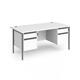 Contract 25 straight desk with 2 and 2 drawer pedestals and graphite H-Frame leg 1600mm x 800mm - white top