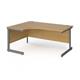 Contract 25 left hand ergonomic desk with graphite cantilever leg 1600mm - oak top