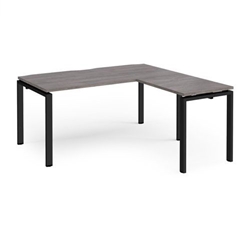 Adapt desk 1600mm x 800mm with 800mm return desk - black frame, grey oak top