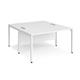 Maestro 25 back to back straight desks 1400mm x 1600mm - white bench leg frame, white top