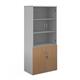 Duo combination unit with glass upper doors 1790mm high with 4 shelves - white with grey oak lower doors