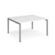 Adapt sliding top back to back desks 1400mm x 1200mm - silver frame, white top