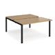 Adapt sliding top back to back desks 1400mm x 1600mm - black frame, oak top