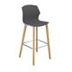 Roscoe high stool with natural oak legs and plastic shell - charcoal grey
