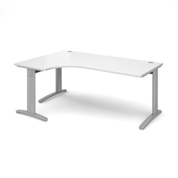 TR10 deluxe left hand ergonomic desk 1800mm - silver frame, white top