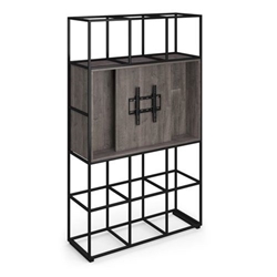 Flux modular storage triple frame with media unit in grey oak with TV bracket and whiteboard on reverse