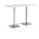 Brescia rectangular poseur table with flat square brushed steel bases 1600mm x 800mm - white