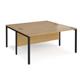 Maestro 25 back to back straight desks 1600mm x 1600mm - black bench leg frame, oak top