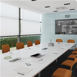 Adapt square boardroom table 1200mm x 1200mm - silver frame, beech top