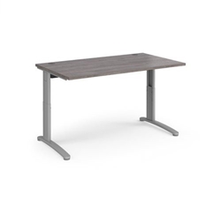 TR10 height settable straight desk 1400mm x 800mm - silver frame, grey oak top