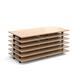 Rectangular folding leg table with chrome legs and straight foot rails 1400mm x 800mm - oak