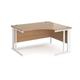 Maestro 25 right hand ergonomic desk 1400mm wide - white cable managed leg frame, beech top