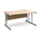 Momento right hand wave desk 1400mm - silver cantilever frame, beech top