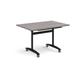 Rectangular deluxe fliptop meeting table with black frame 1200mm x 800mm - grey oak