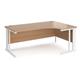 Maestro 25 right hand ergonomic desk 1800mm wide - white cable managed leg frame, beech top