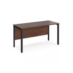 Maestro 25 straight desk 1400mm x 600mm - black bench leg frame, walnut top